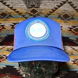 VTG 90s Salt Lake County Facilities Uniform Embroidrd Patch Royal BlueTrucker